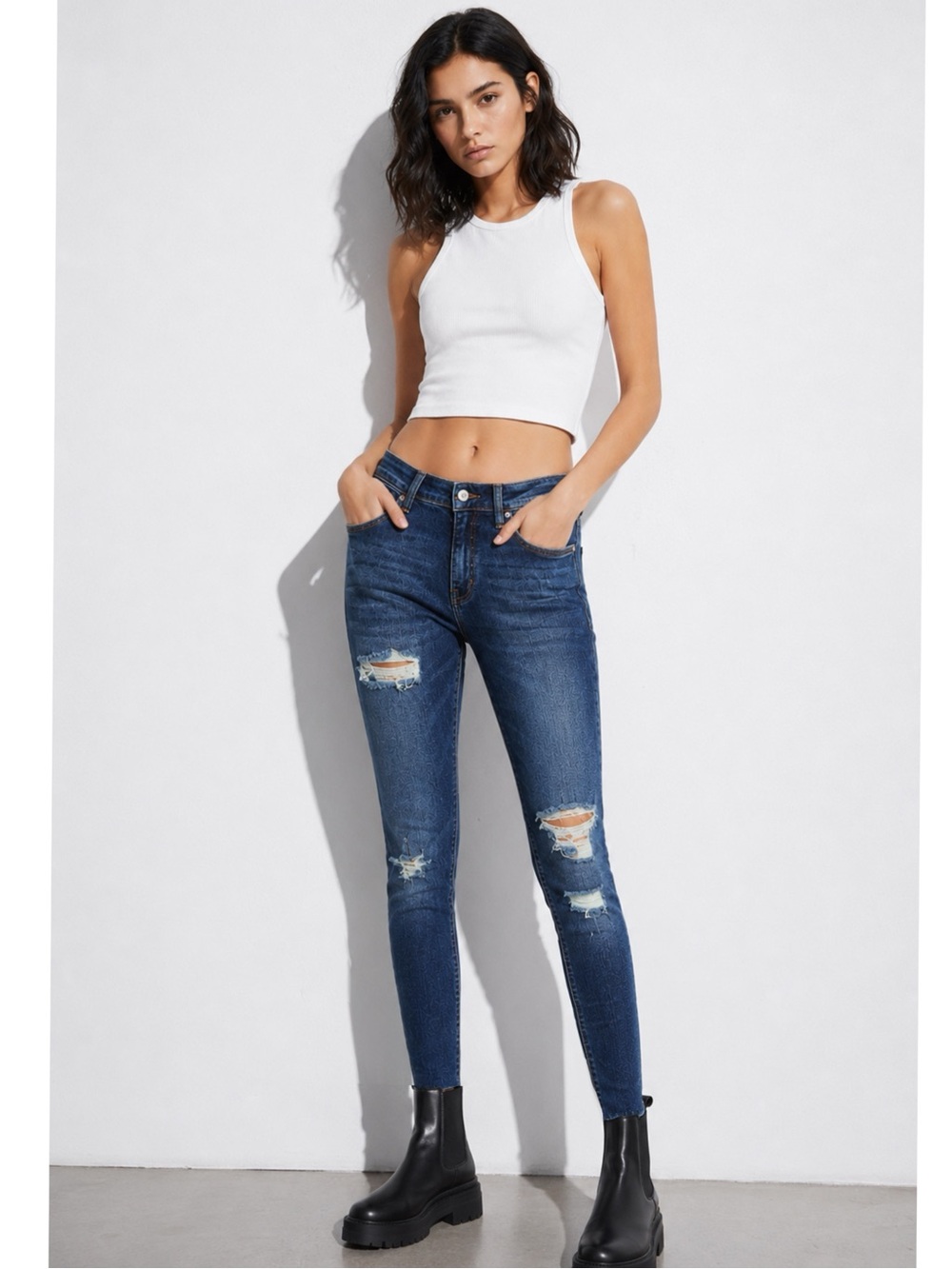 Nordstrom KanCan Mid-Rise Skinny Destroyed Jeans